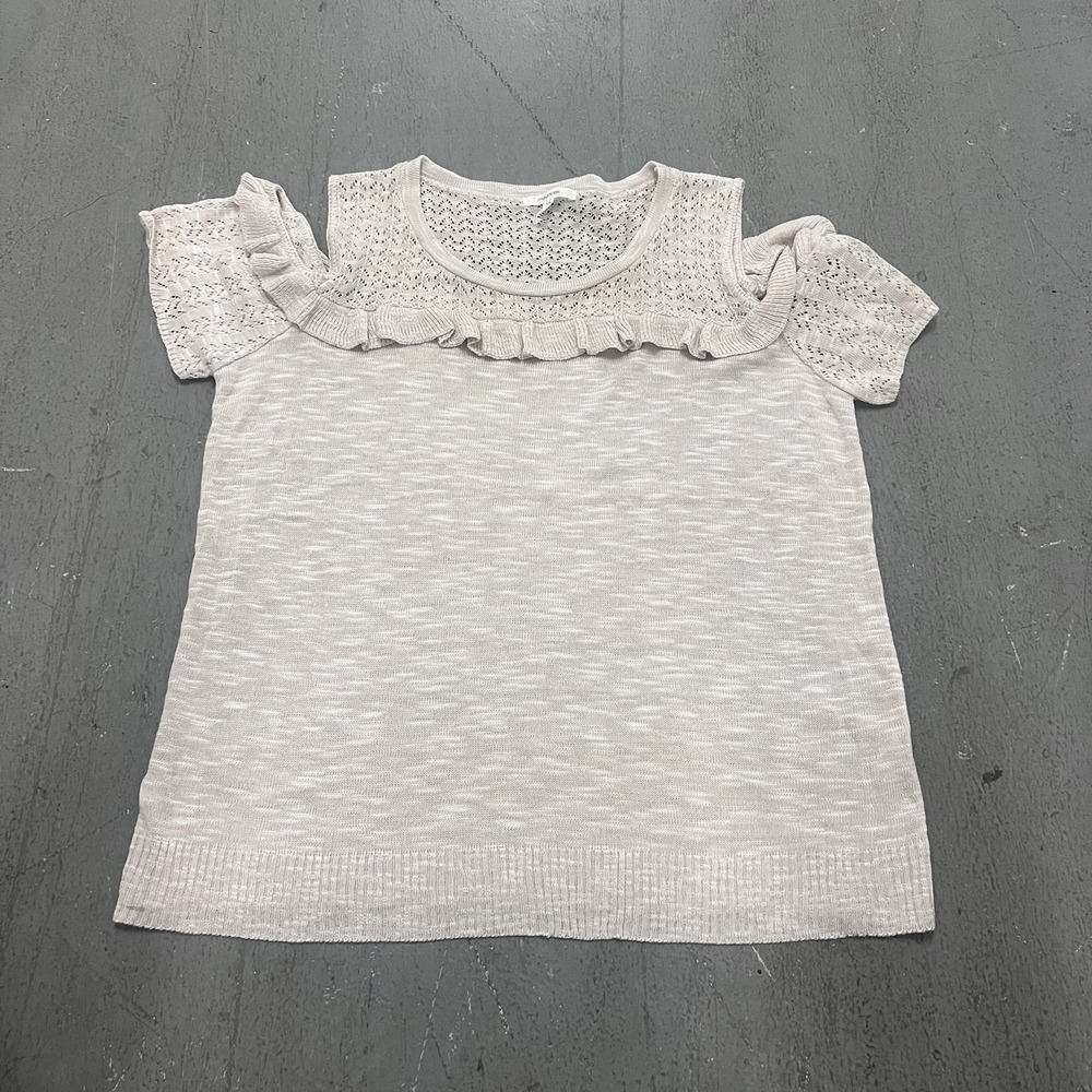 Maurices Women's XL Cold Shoulder Short Sleeve Sweater Knit Top Pullover‎ Ivory